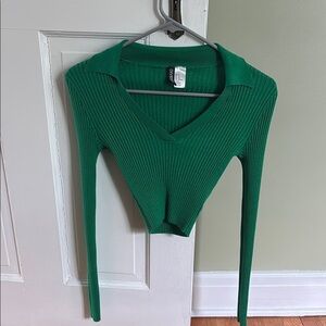 H&M Green Ribbed Crop Top